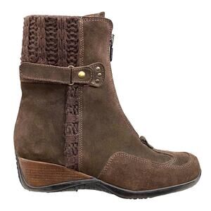 Aquatalia Marvin K Mia Women's Brown Suede Wedge Ankle Boot Size US 7
